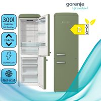 Gorenje ONRK619DOL Retro Kühl-/Gefrierkombination mit AdaptTech und FastFreeze, Volumen: 300 Liter, grün