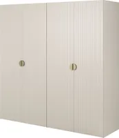 Selsey Moonir - Kleiderschrank 4-türig mit Kleiderstange und Regalen, 200 cm, greige