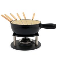 BBQ-Toro 9-teiliges Gusseisen Fondue Set für 6 Personen, 2 L, emailliert schwarz