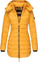 ASKSA Damen Winter Jacke Warme Stepp Mantel Lang Daunenjacke uebergangsjacke mit Kapuze Wintermantel, Gelb, 2XL