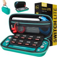 Orzly Hülle für Nintendo Switch Lite, Deluxe-Festtasche mit Reißverschluss aus robustem, stoßfestem Material für Nintendo Switch Lite-Konsole und Zubehör – Türkisblau