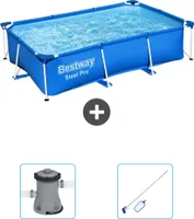 Bestway rechteckiger Steel Pro-Schwimmbecken – 259 x 170 x 61 cm – Blau – im Lieferumfang enthalten Pumpe - Reinigungskit