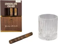 Gentleman Geschenkset - Whiskeyglas und 3 Schokozigarren