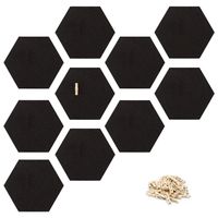Navaris Kork Pinnwand Korkwand sechseckig - Kork Board 15x17 cm für Büro Kinderzimmer - Korkplatte inkl. 50 Pins aus Holz - selbstklebend - schwarz