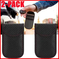 Schwarz – Faraday Signalblockierende Anti-RFID-Autoschlüsselhülle,  RFID-Signalblockierende Tasche für Autoschlüssel, Kohlefaser-Anti-RFID- Schutzhülle (1 Stück)