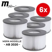 Miweba MSpa Whirlpool-Filterkartusche, Filter für aufblasbaren Whirlpool, Ersatzfilter (6x Wasserfilter ab Modell 2020)