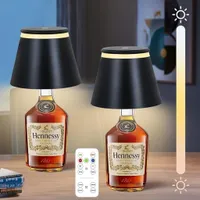 Kabellose dimmbare LED-Weinflaschenleuchte, 3Dimmmodi, USB-Aufladung, Touch-Steuerung, 4000mAh, mit Fernbedienung, geeignet Schlafzimmerusw, Schwarz*2