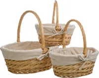 WANDERLUST DECO Set mit 3 gefütterten braunen Weidenkörben