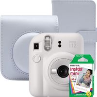 Set Instantkamera Fujifilm Instax Mini 12, Tonweiß mit Hülle, Fotoalbum und 1x10 Film, Sofortbildkameras
