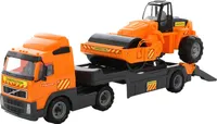 Volvo Truck Tieflader mit Straßenwalze