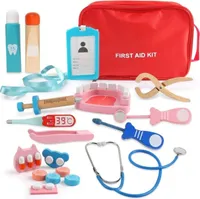 BeebeeRun Arztkoffer Kinder Arzt Kit Zahnarzt Spielzeug aus Holz Doktor Set
