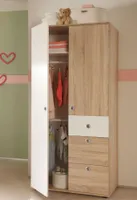 Kleiderschrank WIKI 2-türig Schrank Kinderzimmer Jugendzimmer Sonoma Weiß
