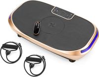 Vibrační deska Gymtek®, vibrotrainer - do 180 kg - 4 tréninkové programy - 2 rozšiřující pásy - Bluetooth, dálkové ovládání, LCD, reproduktor