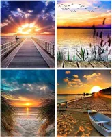 4,Packung,5D,Diamant,Painting,Full,Drill,Set,,DIY,Diamond,Painting,Sonnenuntergang,Kreuz,Stich,Diamond,Dekoration,für,Home,Wall,Décor