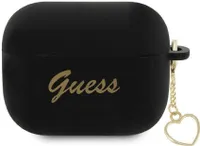 Silikónové srdiečko Guess - puzdro pre AirPods Pro 2 (čierne)