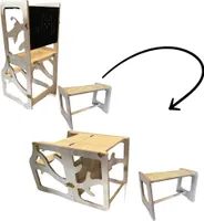 Lernturm, Schreibtisch, Stuhl, Tafel 4 in 1 Montessori-Kiefer