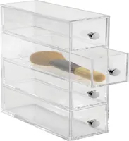 Szafka z szufladami, organizer na kosmetyki, mała, 4 szuflady, 6,6 x 17,7 x 25,2 cm, przezroczysta, tworzywo sztuczne - iDesign | Szuflady