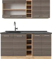 Vicco Singleküche R-Line, 160 cm , AP Anthrazit, Edelgrau/Goldkraft Eiche