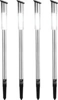 DEUBA® Solarlampe für Außen 4er Set LED Wetterfest IP44 Dämmerungssensor Erdspieß Edelstahl Solar Garten Leuchte Außenleuchte Balkon Deko