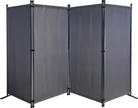 Paravent 4 Teilig 165 x 220 cm Stoff Raumteiler Garten Trennwand Balkon Sichtschutz Stellwand Faltbar Grau