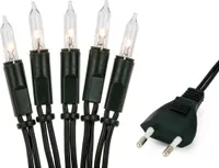 Lichterkette innen 20 klare warme Lichter, beleuchtet 2,85m, Kabel grün, Stecker