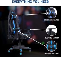 KLIM 1st Gaming Chair + Rücken- und Kopfstütze + Ergonomischer Computerstuhl mit Rädern und verstellbaren Armlehnen + Kunstleder + Sehr robuster Schreibtischstuhl + Bürostuhl (Blau)
