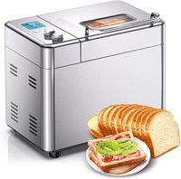 CalmDo Brotbackautomaten aus Edelstahl,1kg 600watt, automatischer Toaster mit 15 Menuoptionen,60 Minuten Warm halten 15 Stunden Voreinstellungsfunktion