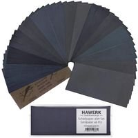 HAWERK Profi Schleifpapier Set | 80-3000 Körnung 45 Stück | Nass und Trocken | Schleifpapier für Auto/Holzmöbel/Stein/Lack/Metall/Glas
