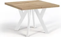 Quadratischer Ausziehbarer Tisch für Esszimmer, NERO, Loft-Stil, Skandinavisch, 90 / 190 cm, Farbe: Eiche Sonoma / Weiss