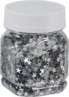Glittersterne 80g zur Dekoration - Bastelsterne Glitzersterne Weihnachtsdeko - Glitter Farbe Silber