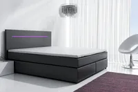 Boxspringbett Schlafzimmerbett BOLOGNA Schwarz inkl.LED 160x200 cm