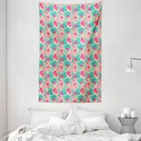 ABAKUHAUS Retro Wandteppich und Tagesdecke, Doodle Laubblätter aus Weiches Mikrofaser Stoff Waschbar ohne Verblassen Digitaldruck, 140 x 230 cm, Mehrfarbig