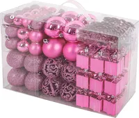 BRUBAKER 101-teiliges Weihnachtskugel Set mit Baumspitze - Funkelnde Christbaumkugeln für den Weihnachtsbaum Rosa
