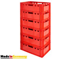 6 Stück E2 Fleischkisten Rot Kisten Eurobox Lebensmittelecht Metzgerkiste Box Aufbewahrungsbox Kunststoff Wanne Plastik Stapelbar Lagerkisten 60 x 40 Kingpower