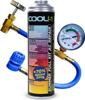 Cool5 zestaw naprawczy klimatyzacji letni pełny ZESTAW AC 5w1 (zamiennik gazu R134a) z wężem pomiarowym - Do samochodów 1995-2016, 290g +70% produktu - Łatwy w użyciu