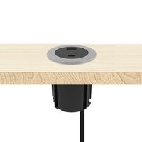 kalb | USB Einbausteckdose mit 2 USB-Anschlüssen, 54mm rund für Montage in und an Möbeln / Platten, mit EU-Stecker, inkl. farbiger Blenden