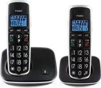 Fysic FX-6020 - DECT-Telefon für Senioren mit großen Tasten und 2 Mobilteilen, Schwarz