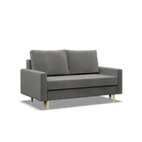 BLANK - Sofa 2-osobowa z funkcją spania, odwracalne poduszki, jasnoszara