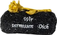 Grabstein mit Rose + Spruch, GrabschmuckWir vermissen Dich