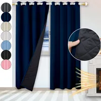 100% Verdunkelung Thermo Vorhänge Dunkelblau Blickdicht Verdunkelungsvorhang mit Ösen Einfarbige, 132*160cm