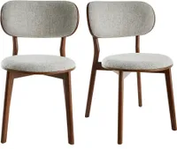 Miliboo - Skandinavische Stühle aus dunklem Holz und grauem Stoff (2er-Set) FAUVETTE
