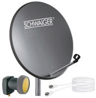 SCHWAIGER 9734 SAT systém Satelitný komplet Satelitná anténa Jednoduchý LNB Koaxiálny kábel 10 m digitálna Hliníková SAT anténa Antracit 55 x 62 cm
