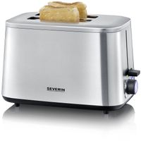 Severin AT 2513 High Speed Toaster TURBO Edition, 1600 Watt, Röstzeitelektronik mit Temperatursensor, Brötchenaufsatz, Krümelschublade, Edelstahl gebürstet/schwarz
