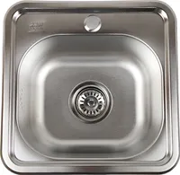 ANW HOME Spülbecken Küche 38x38 cm Mikro Decor mit Siphon, Waschbecken Küche Edelstahl mit Hahnloch, Spüle Spülbecken Edelstahl Eckig, Edelstahlspüle