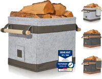 OAKAGE FireMaster Holzkorb für Kaminholz aus Filz Kaminholzkorb Feuerholzkorb Brennholzkorb Filzkorb Dunkelgrau