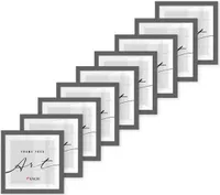 🖼️KNOR®️ Bilderrahmen 20x20 cm Grau, 9er Set Posterrahmen, Bilderrahmen, Fotorahmen, bruchsicheres Acrylglas, Picture Frame 20X20, zum Aufhängen & Aufstellen 🎨Isabella Kollektion