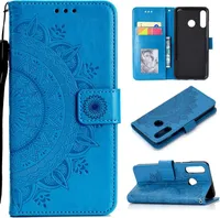 Hülle für Huawei P30 Lite Handyhülle Flip Case Cover Handytasche Mandala Blau
