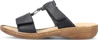 Rieker Damen Pantolette mit Klettverschluss und T-Riemen 60885, Größe:42 EU, Farbe:Schwarz
