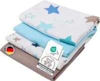 4er Set Musselin Mullwindeln, 100% Baumwolle, 120x120 cm, weiß blau braun