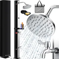 KESSER® Solardusche 35 Liter Solar Gartendusche + Metall-Duschablage | warmes Wasser |  max. 60°C | ohne Stromanschluss | Pooldusche Camping| Regenduschkopf und Wasserhahn | Gartenschlauch-Anschluss |